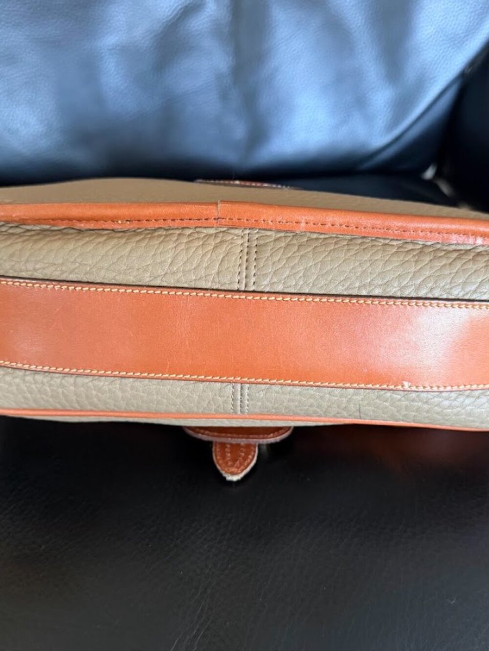 Vintage Dooney & Bourke Taupe and Saddle Tan Leather Shoulder Bag - Picture 10 of 12